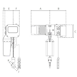 Electric chain hoist with push trolley
