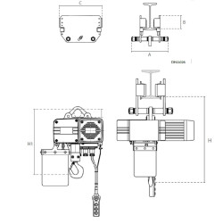 400 V three-phase electric chain hoist with manual trolley