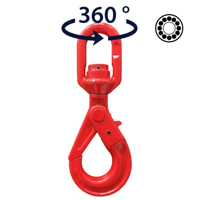 Automatic self-locking ball bearing swivel hook