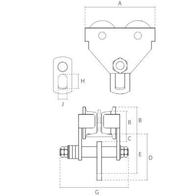 Dimensions Chariot porte palan manuel Atex Zone 1