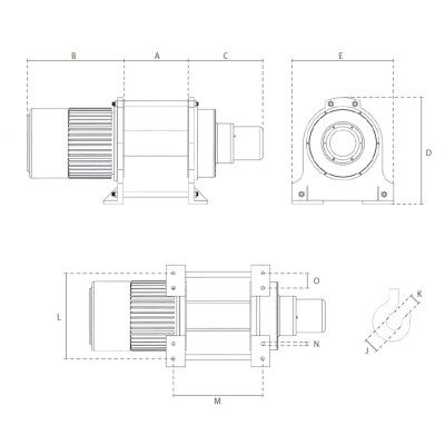 Dimension treuil électrique de traction triphasé 400 V