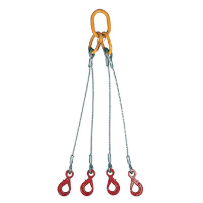 4-leg wire rope sling with safety hook