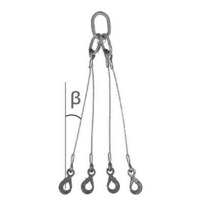 4-leg wire rope sling with safety hook
