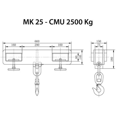 Palonnier pour chariot élévateur CMU 2,5T