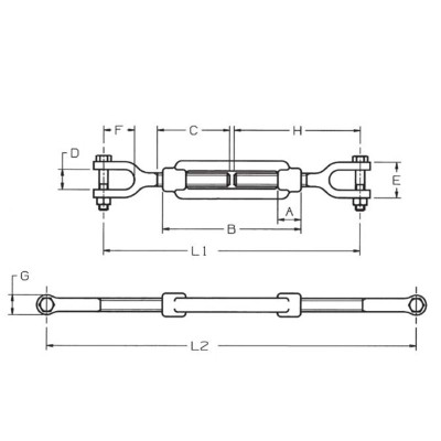 DIN 1480 Turnbuckle jaw jaw