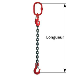 Chaine de levage 1 brin crochet à linguet avec raccourcisseur