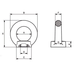Anneau levage INOX femelle dimensions