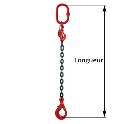 Single-leg chain sling with self-locking hook and shortening hook