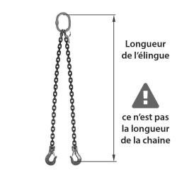 2-leg lifting chain sling with self-locking hooks and shortening hooks