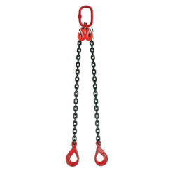 2-leg lifting chain sling with self-locking hooks and shortening hooks