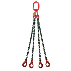 4‑Leg Chain Sling with Self-Locking Hooks