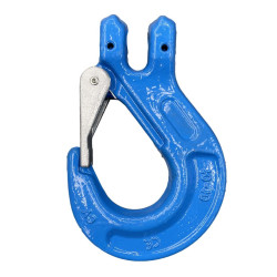 Grade 100 clevis hook with safety latch