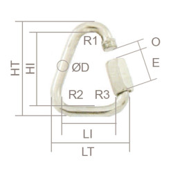 Maillon rapide Delta acier galvanisé dimensions