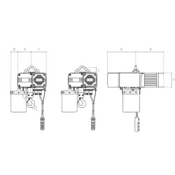 400 V three-phase electric chain hoist with motorised trolley