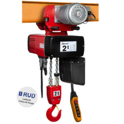 400 V three-phase electric chain hoist with motorised trolley