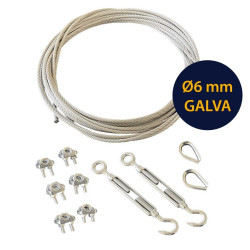 Galvanized Wire Rope Kit – Ø6 mm with Turnbuckle and Clips