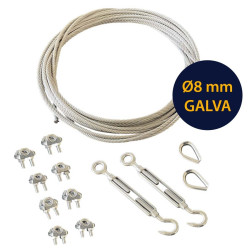 Galvanized Wire Rope Kit – Ø8 mm with Turnbuckle and Clips