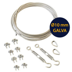 Galvanized Wire Rope Kit – Ø10 mm with Turnbuckle and Clips