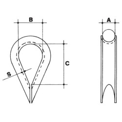 Cosse cœur Inox dimensions