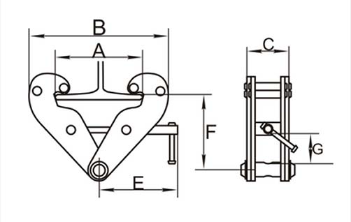 Dimensions pince poutrelle cardon